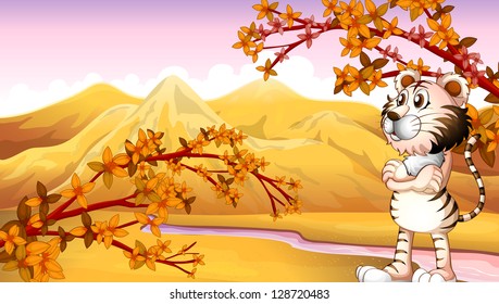 Illustration of the mountain view during autumn