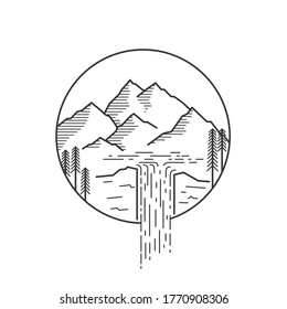 The illustration of a mountaine can be used as a sketch for tattoo