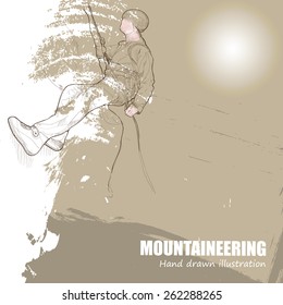 Illustration of  Mountaineering. Hand drawn.