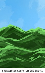 ilustração de montanhas com céu azul