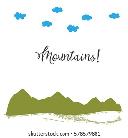 Illustration with mountains and clouds