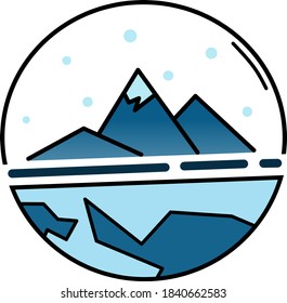 ilustración de las montañas durante el invierno e ilustración de la mitad de la tierra durante el invierno