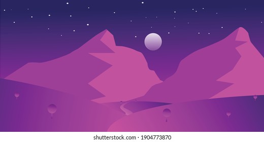 illustration of mountains in the evening twilight suitable for background wallpaper