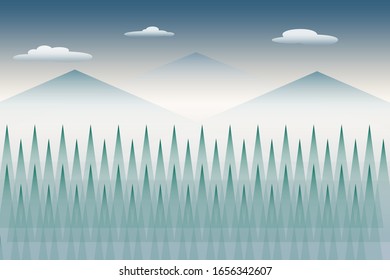 illustration of mountains and forest