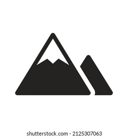 Ilustración de montañas, colinas, valles. Iconos sólidos, glifos, siluetas.