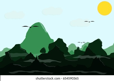 illustration of a mountains landscape.
