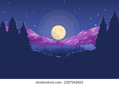 ilustración de montañas y árboles 