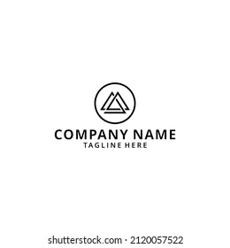 Illustration Mountains is a vector logo template set. Abstract sign for letter M and triangle shape logotype for business and creative company.