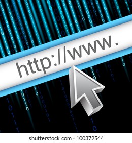 illustration of mouse arrow pointer on address bar of web page