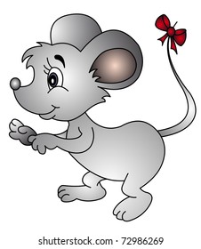 illustration mouse with bow on tail