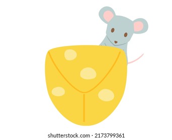 It is an illustration of a mouse and cheese.