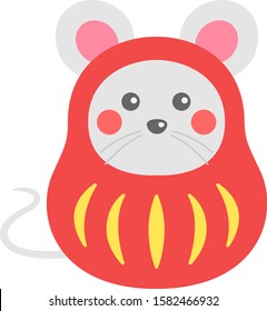 Illustration of a mouse daruma.