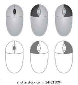 Illustration of mouse with different buttons indication.
