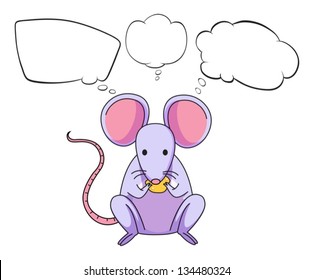 Illustration of a mouse eating cheese with empty callouts on a white background