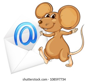 ilustración de un ratón con el correo envuelto en un blanco