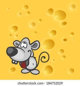 Illustration of mouse on cheese background