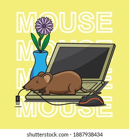 illustration of mouse on laptop