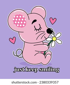 
ILLUSTRATION MOUSE SMELLING A FLOWER