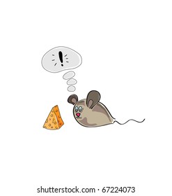 illustration of mouse thinking about cheese