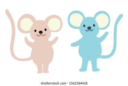 Illustration of mouses. Animal flat illustration. Vector.