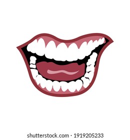 Illustration Of Mouth Laughing With Red Lips