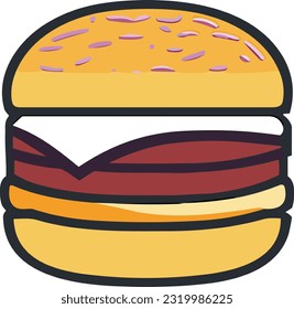 Illustration of a mouthwatering burger filled with juicy meat, melted cheese, and a generous spread of creamy mayonnaise, creating a tantalizing treat for burger enthusiasts