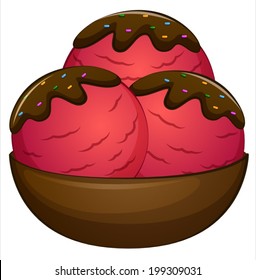 Illustration of a mouthwatering ice cream on a white background