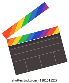 Illustration of a Movie Clapper with Rainbow Colors. LGBT Movie