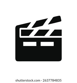 Illustration of a movie clapperboard icon, representing film.