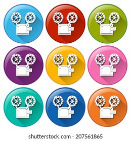 Illustration of the movie icons on a white background