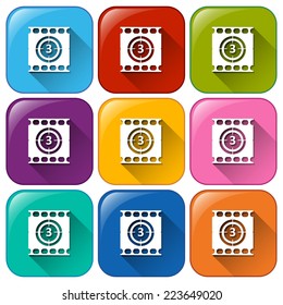 Illustration of the movie icons on a white background 