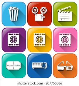 Illustration of the movie marathon icons on a white background