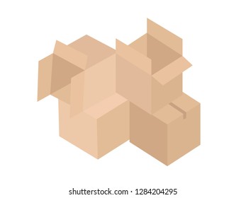 illustration moving Cardboard boxes isolated over white background - vector