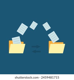 Illustration of moving documents, folders with paper files professionally