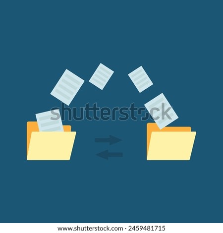 Illustration of moving documents, folders with paper files professionally