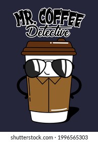 ILLUSTRATION MR. CAFE DETECTIVE
WITH GLASSES