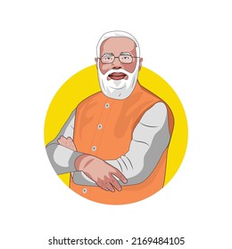 Illustration Of Mr Narendra Modi The Prime Minister Of India. Pride Of India