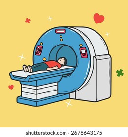 Una ilustración de una máquina de resonancia magnética, un ícono de Vector para imágenes médicas y diagnósticos. Este gráfico representa tecnología médica avanzada, radiología y equipo hospitalario.