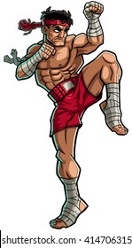 Illustration Of Muay Thai Fighter.