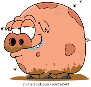 Illustration of a muddy pig.