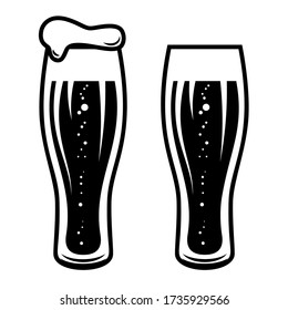 Illustration of mug of beer in engraving style. Design element for logo, label, sign, poster, t shirt. Vector illustration