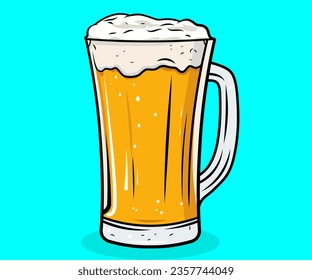 Illustration of a mug of beer with foam on top 