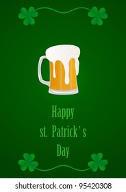 illustration  of a mug  with a  beer  to the st.Patrick Day isolated on green background