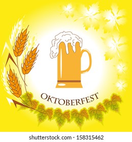 Illustration of mug with beer.Oktoberfest background