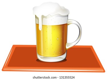 Illustration of a mug full of cold beer on a white background