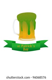illustration  of a mug with a green beer  to the st.Patrick Day isolated on white background