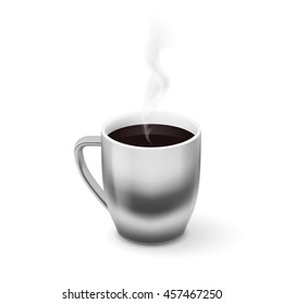 Illustration of Mug with Hot Coffee on White Background