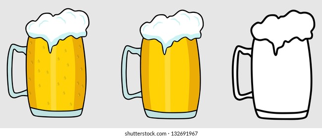 Illustration of the mugs of cold beer