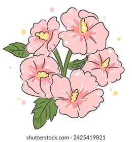 Illustration of Mugunghwa(rose of Sharon) cartoon style.