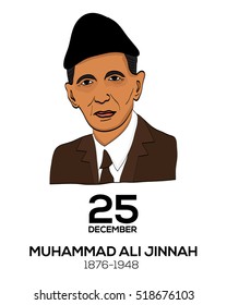 Illustration of Muhammad Ali Jinnah (founder of pakistan)
vector background